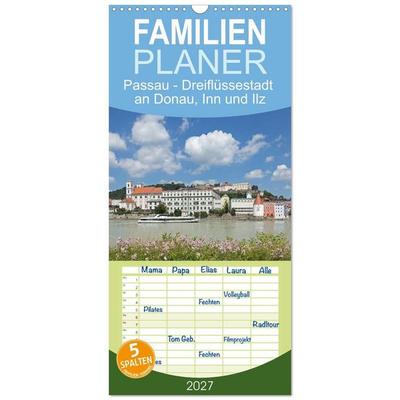 Familienplaner 2027 - Passau - Dreiflüssestadt an Donau, Inn und Ilz mit 5 Spalten (Wandkalender, 21 x 45 cm) CALVENDO