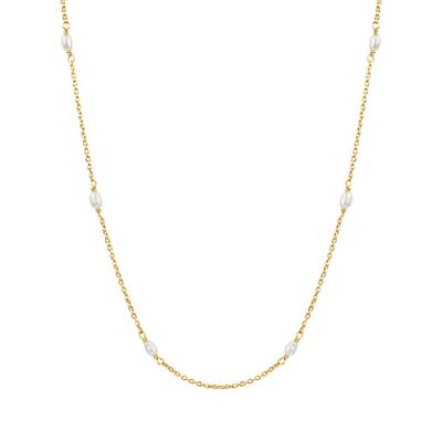 Collierkettchen CELESTA "925/- Sterling Silber vergoldet Perle", gold (gelb), Halsketten, Damen, 45,0cm, Silber 925 (Sterlingsilber), L: 45, glänzend