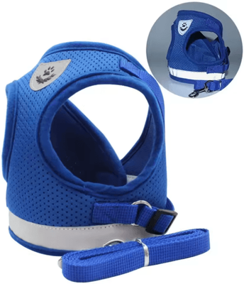 Inspire Picks SecureFit Reflective Cat Harness And Leash Set For Safe Outdoor Adventures blue xl