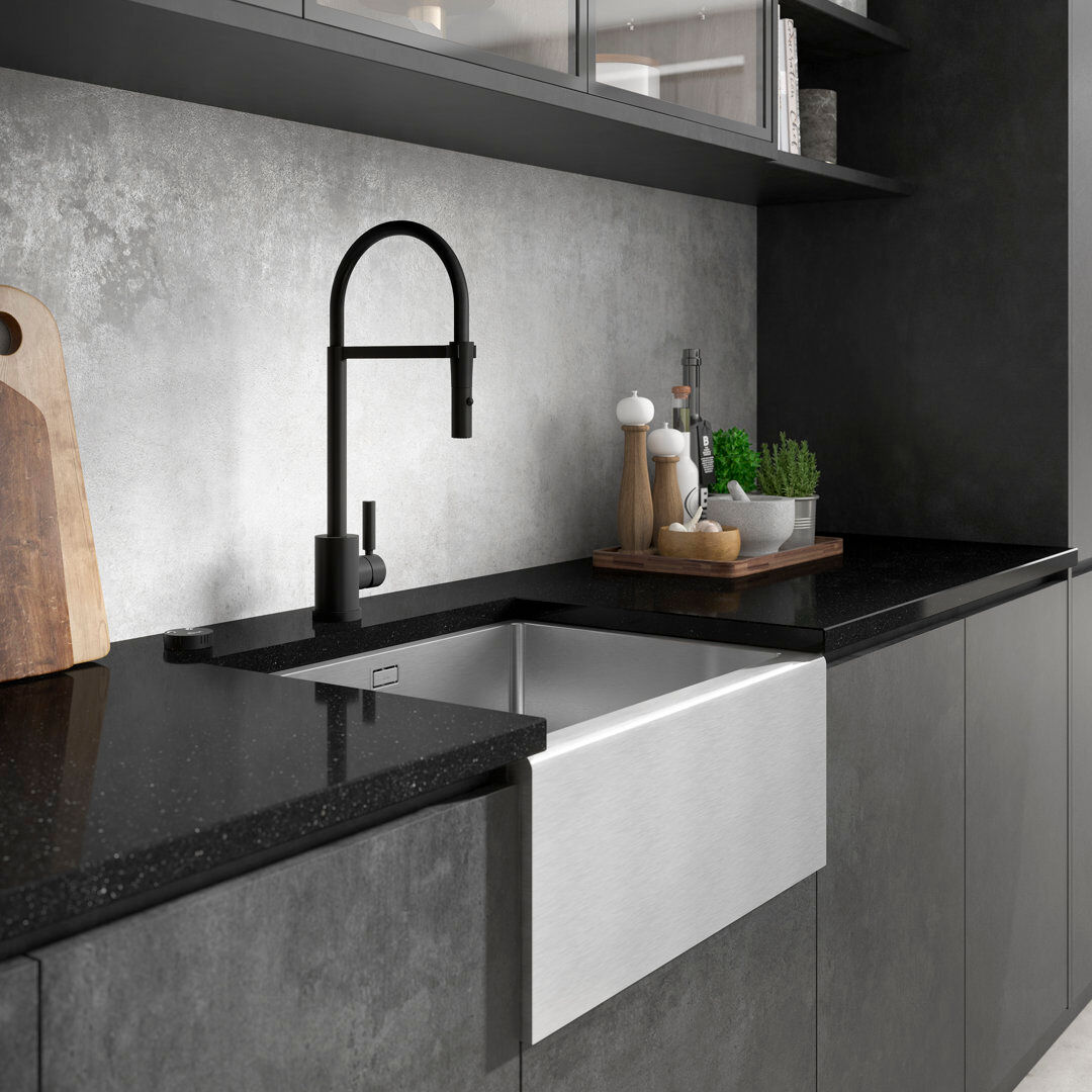 Abode Designs 465mm W Single Bowl Stainless Steel Kitchen Sink Silver 600mm L