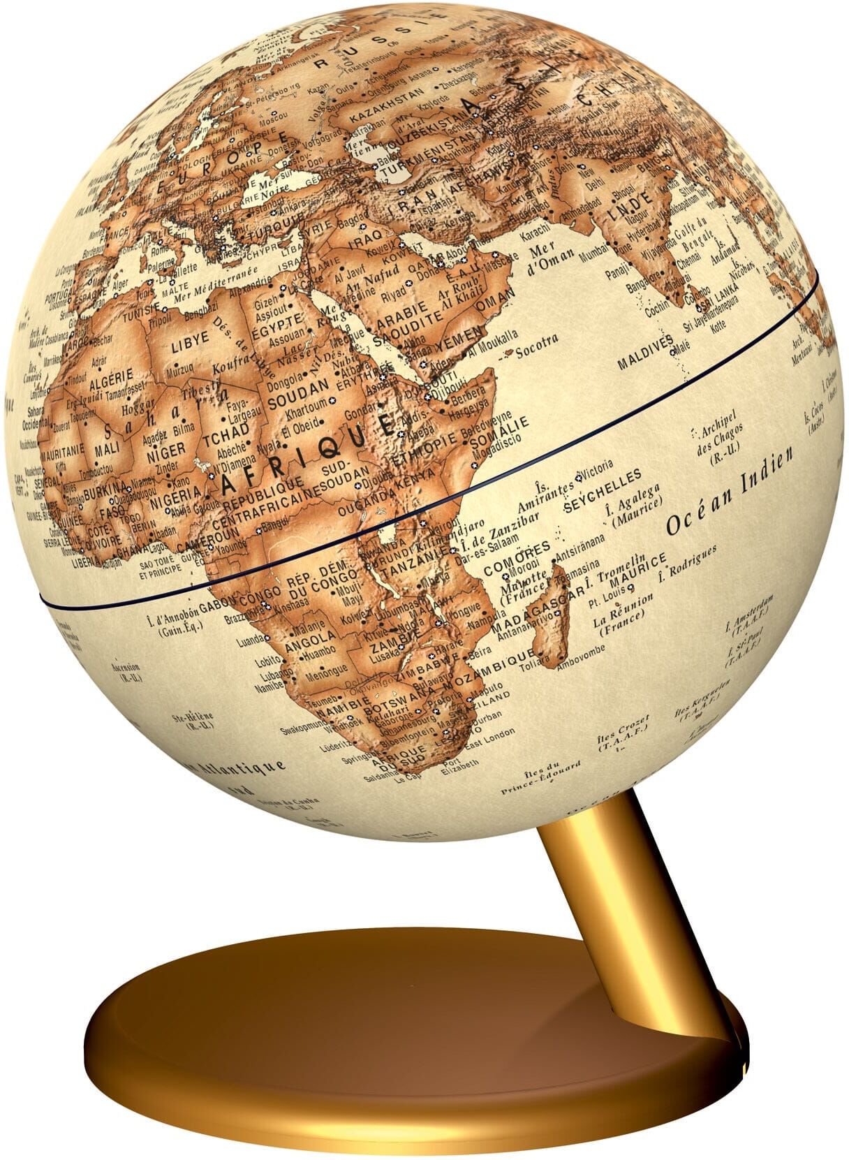 Globe lumineux de 15 cm - Monde, style antique   Stellanova