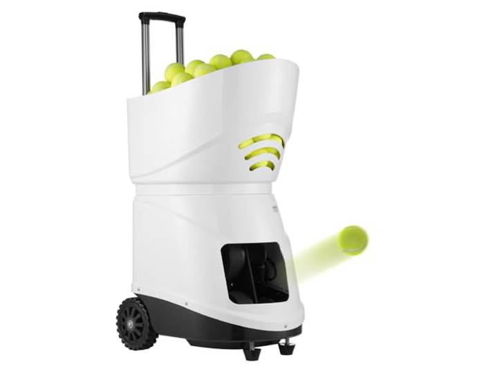 VEVOR Machine à balles de Tennis\, 150 balles\, Lanceur Automatique de balles de Tennis Portable\, perceuses multimodes à 5 Moteurs\, Plus de 2 Heures de Jeu\, Batterie Rechargeable\, télécommande Via app
