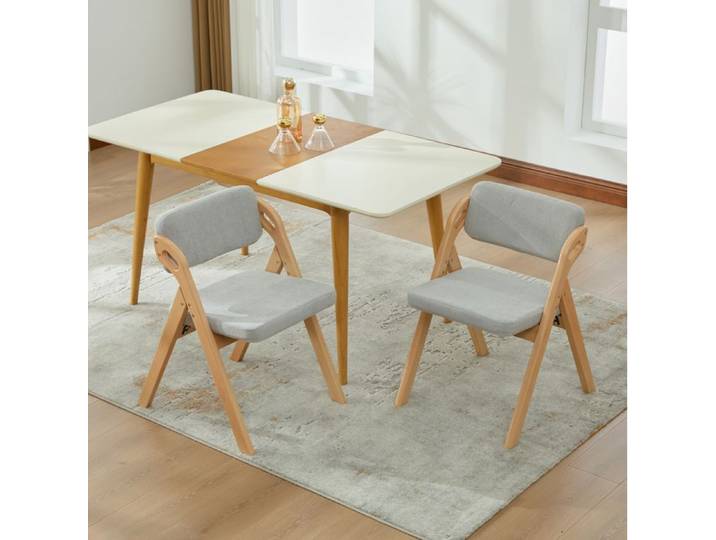 Chaise Pliante Rembourrée Grise Chaise De Salle À Manger FloraGrace Pour Cuisine Et Salon Sans Montage 52x59x77cm