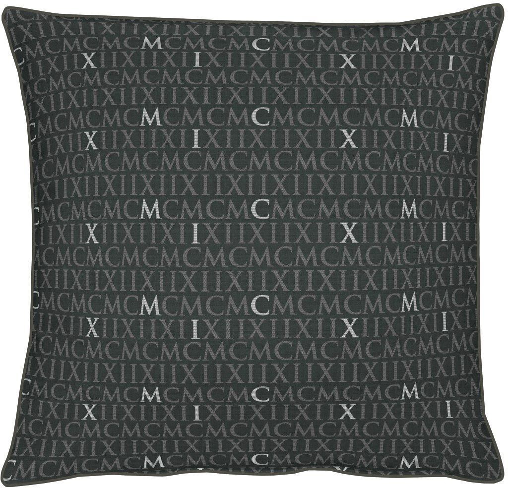 Dekokissen APELT "Mars" Gr. 1, schwarz (anthra, silber, schriftzüge unifarben), B:40cm L:40cm, Polyester, Dekokissen_Sitzkissen_Kissenhüllen, Dekokissen, ohne Füllung