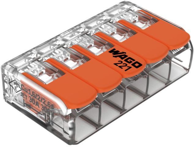 WAGO GmbH & Co. KG WAGO Compact-Verbindungsklemme 221-615 5-Leiter bis 6qmm