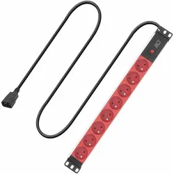 ACT Extension lead PDU 19" C14 IEC60320 with 8 type E sockets, 3m H05VV-F 3G1.0, USV Zubehör
