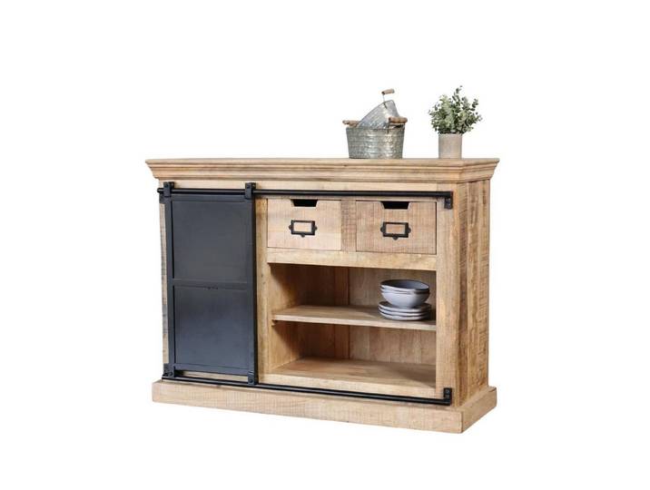 baario Sideboard Kommode SELCE Industriedesign, 115 cm breit Massivholz Industrial Style