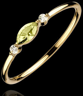 Edenly Ring Auge des Orients - Kleines Modell - Peridot und Diamanten - 9 Karat