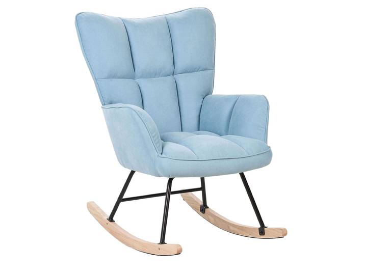 Fauteuil à bascule tissu bleu clair