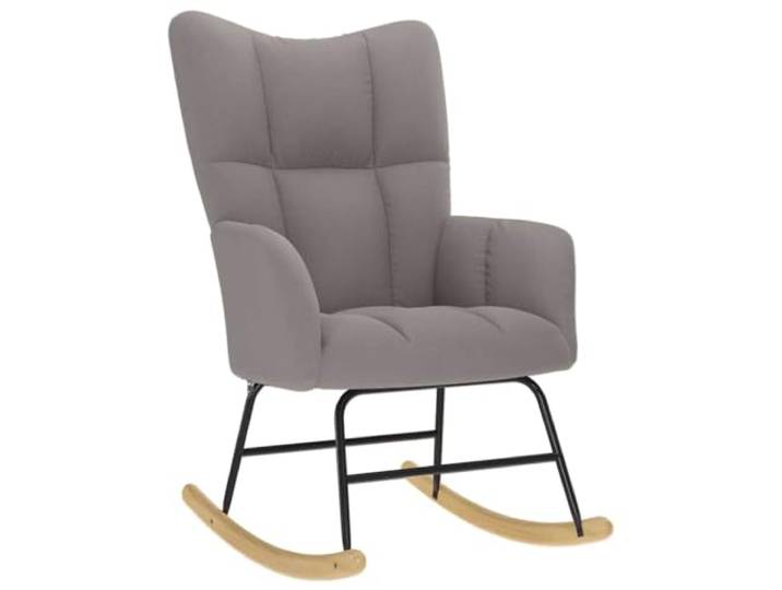 Schaukelstuhl, Taupe, aus Polyestergewebe, mit Struktur aus Holz und Metall Gepolsterte Sitzfläche, bequeme Armlehnen, sanftes Schaukeln, geeignet für Wohn- und Esszimmer