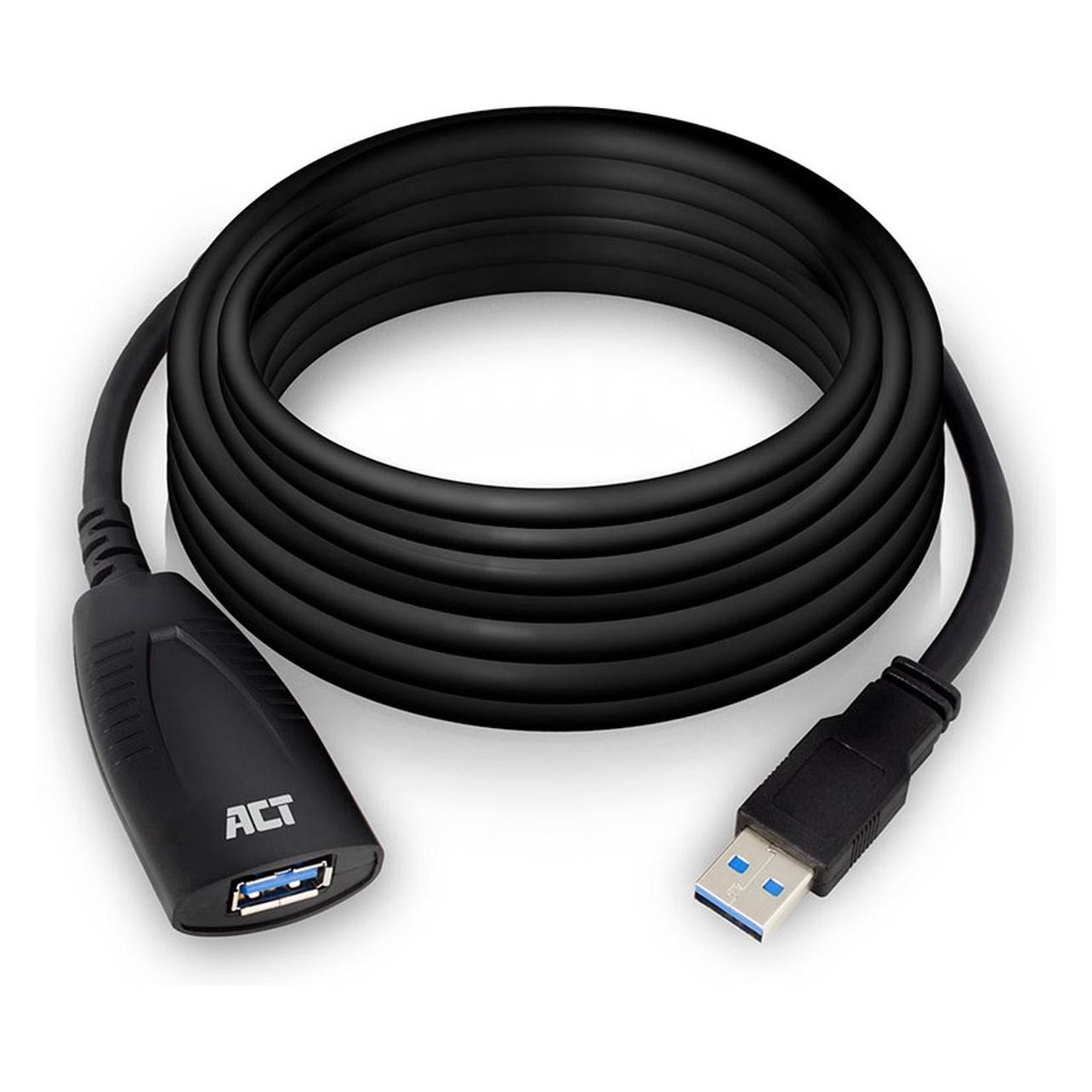 ACT AC6105 USB Kabel 5 m 3.2 Gen 1 (3.1 Gen 1) USB A Schwarz (5 m, USB 3.2 Gen 1) (AC6105)