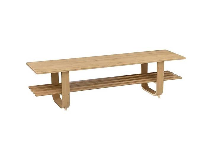 Meuble TV en Bambou Coloris Naturel - Longueur 140 x Profondeur 38 x Hauteur 36 cm