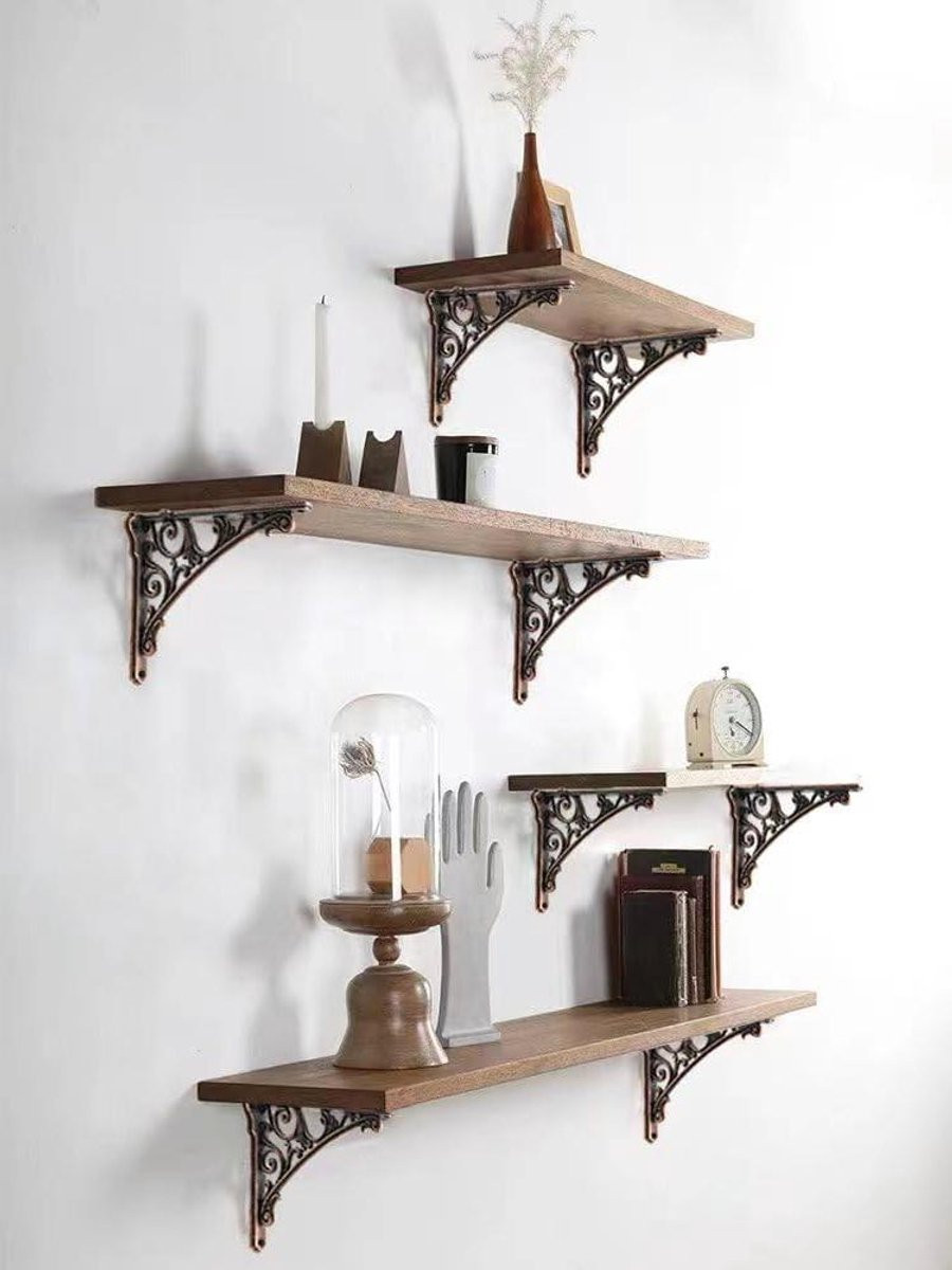 Decoratieve Plankbeugels in Barokstijl - Antiek Koper - 15 cm