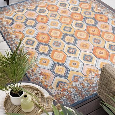 Alise Rugs Alfresco Nautical & Coastal Geometric Reversible Indoor/Outdoor Area Rug