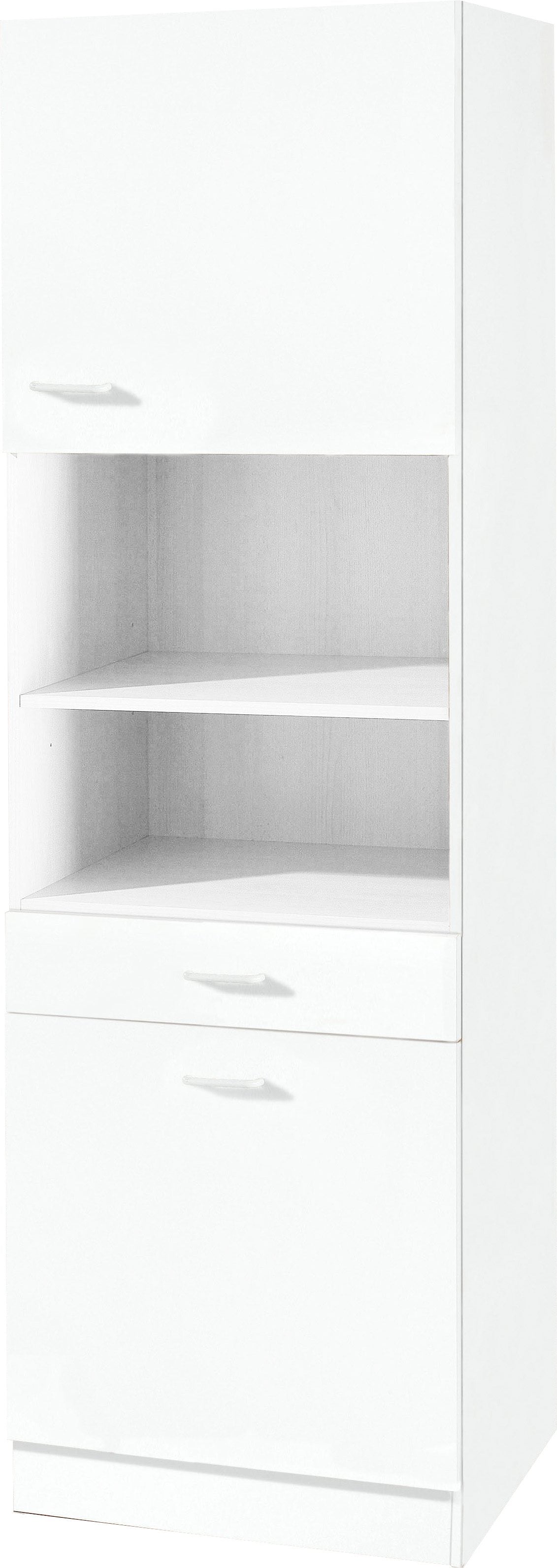 Mehrzweckschrank KOCHSTATION "KS-Elster", weiss (weiß), B:60cm H:200cm T:50cm, Holzwerkstoff, Schränke, Mehrzweckschrank, Breite 60 cm weiß weiss, B/H/T: 60cm x 200cm x 50cm, Türen: 1 Stk.