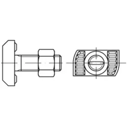 Halfen, Muttern + Unterlegscheiben, Hammerkopfschraube R 88941 Typ HZS41/22 6-kantmutter M 16 x 50 Mu A 4 (M16)