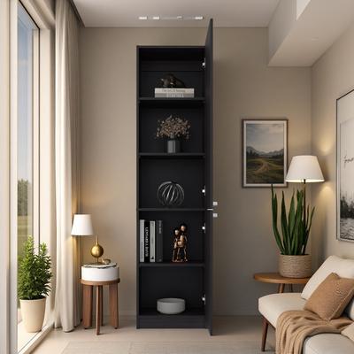 ZWYO HOSIMU "71"" Freestanding Storage Cabinet with 5-Tier Shelving, Double-Door Hidden Compartment, Open Display Area"