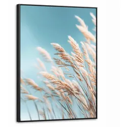 LEINWAND Bilder mit Rahmen - Ziergras - Wind - Hellbraun - 70x100