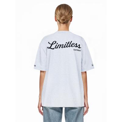 Oversize-Shirt TRUEPRODIGY "Kai F diverse Logo Prints Oversized Rundhals", Damen, Gr. M, grau (graumelange), Obermaterial: 50% Baumwolle CO. 50% Polyester PES., Rundhals, Shirts