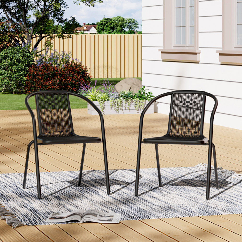 Dakota Fields Gisbelle Stackable Outdoor Patio Dining Armchair Black 71cm H X 44cm W X 37cm D