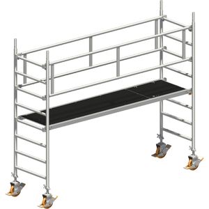 Layher Gerüst Uni Standard, Arbeitshöhe 3,20m, Rollgerüst mit höhenverstellbaren Ø 150mm Rollen