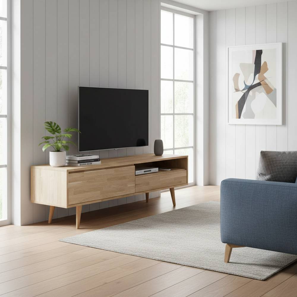 Pharao24.de TV Board aus Eiche teilmassiv 150 cm breit