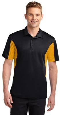 Sport-Tek ST655 Side Blocked Micropique Sport-Wick Polo Shirt in Black/Gold size 2XL   Polyester