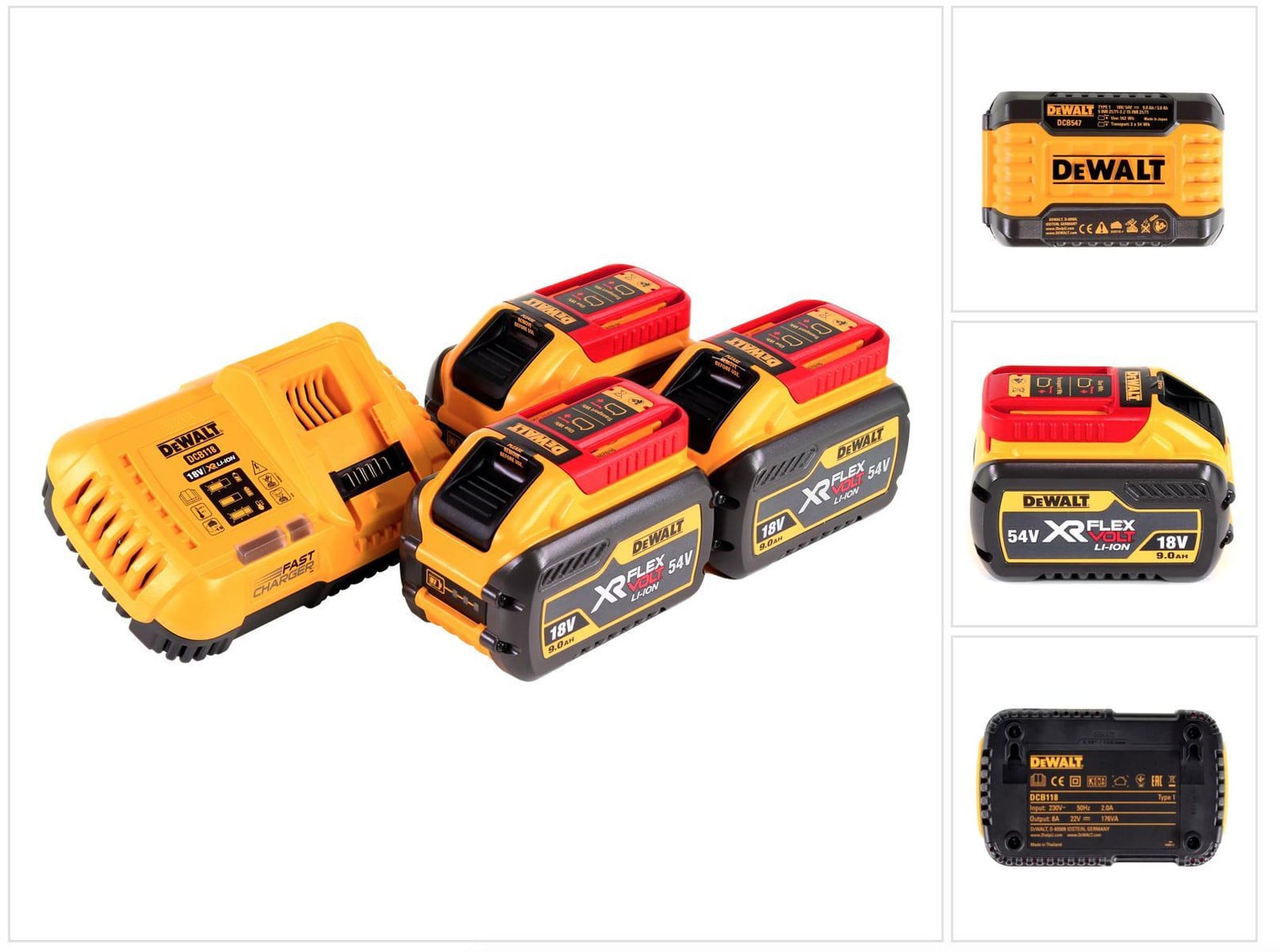 DeWalt DCB 118 X3 FlexVolt starterset met 3x 9,0 Ah accu 54 V / 18 V