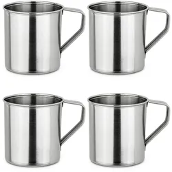 Moritz Edelstahlbecher 4er Set 200 ml mit Henkel Campingbecher Trinkbecher rostfrei robust für Gastronomie Ausschank Camping und Verleih