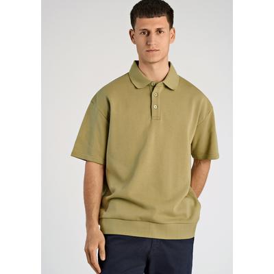 Poloshirt LINDBERGH "Poloshirt Oversize Fit", Herren, Gr. M, grün, Obermaterial: 85% Baumwolle, 15% Polyester, unifarben, oversize, Shirts