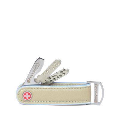 Schlüsselanhänger KEYCABINS "Loop-leather S4", Damen, blau (tan, sky blau), Leder, Basic, Schlüsselanhänger Schlüsselanhänger, SWISS Design