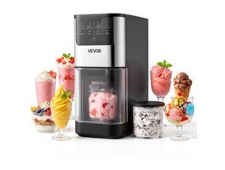 VEVOR Eismaschine, 7-in-1-Gerät für Gelato, Sorbet, Milchshake, Frozen Yogurt & Light-Eiscreme, Hausgemachte Eismaschine mit Ein-Knopf-Funktion zum Einrühren und Nachdrehen, Glatte Cremige Textur