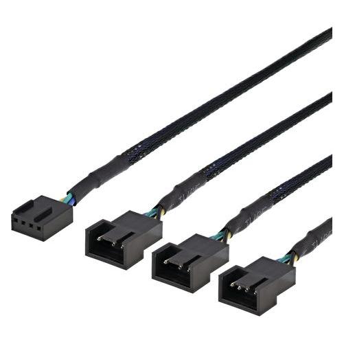 Deltaco splitter för PWM-flaektar 4-pin till 3x4-pin ho svart (0.30 m) (SSI-67)