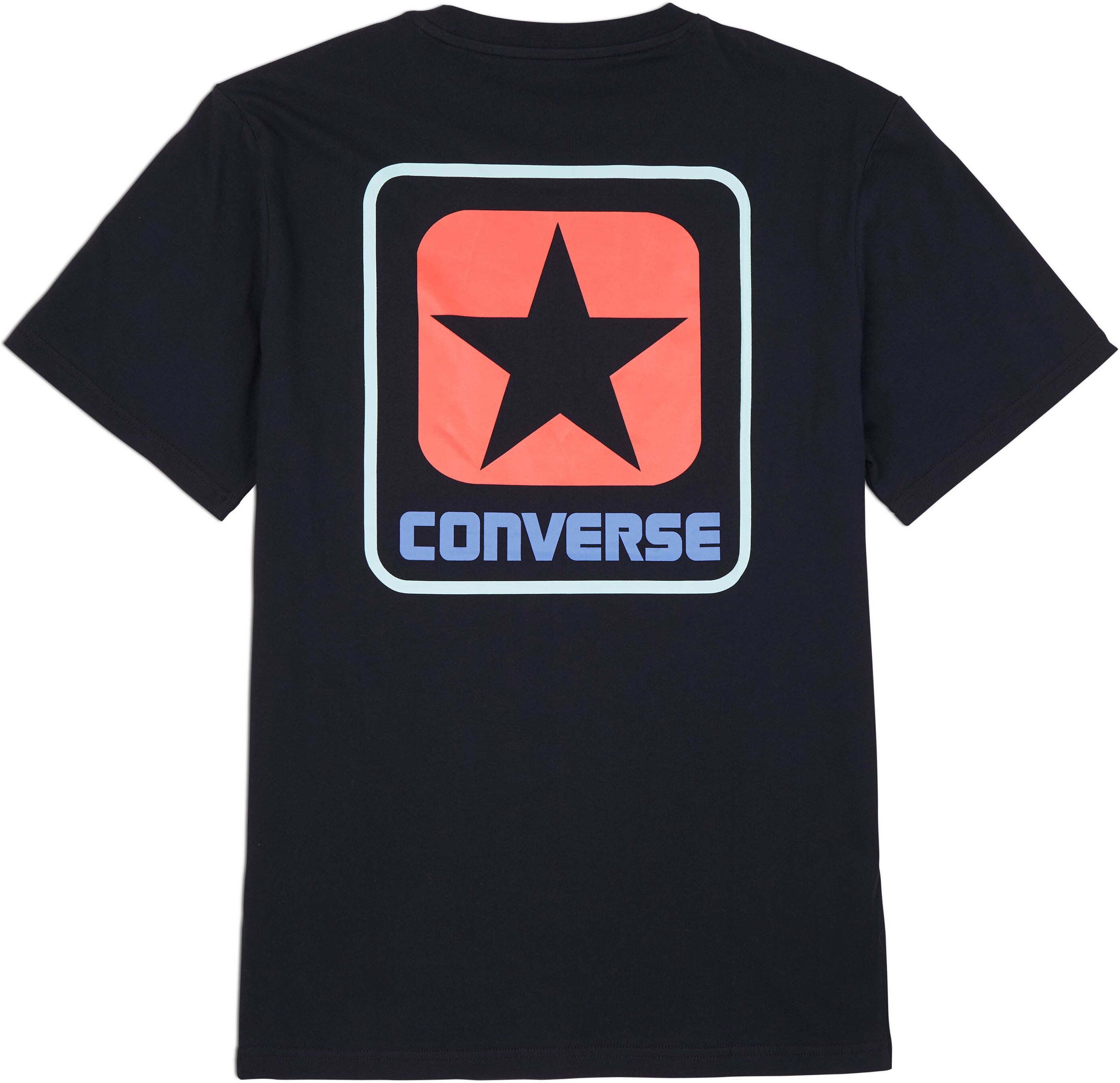 T-Shirt CONVERSE "MEN'S CONVERSE LOGO T-SHIRT", Herren, Gr. M, schwarz (converse schwarz), Single Jersey, Obermaterial: 100% Baumwolle, unifarben, Rundhals, eingesetzt eingefasste Kante, Shirts T-Shirt, unifarbenes Design, Kurzarm, mit eingesetzten Ärmeln