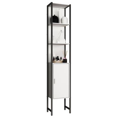 Hochschrank VCM "Holz Metall Badmöbel Badschrank Hochschrank Edino", weiß, B:33cm T:30cm, Obermaterial: 90% Holz Wood. 10% Metall MT., Schränke, Hochschrank