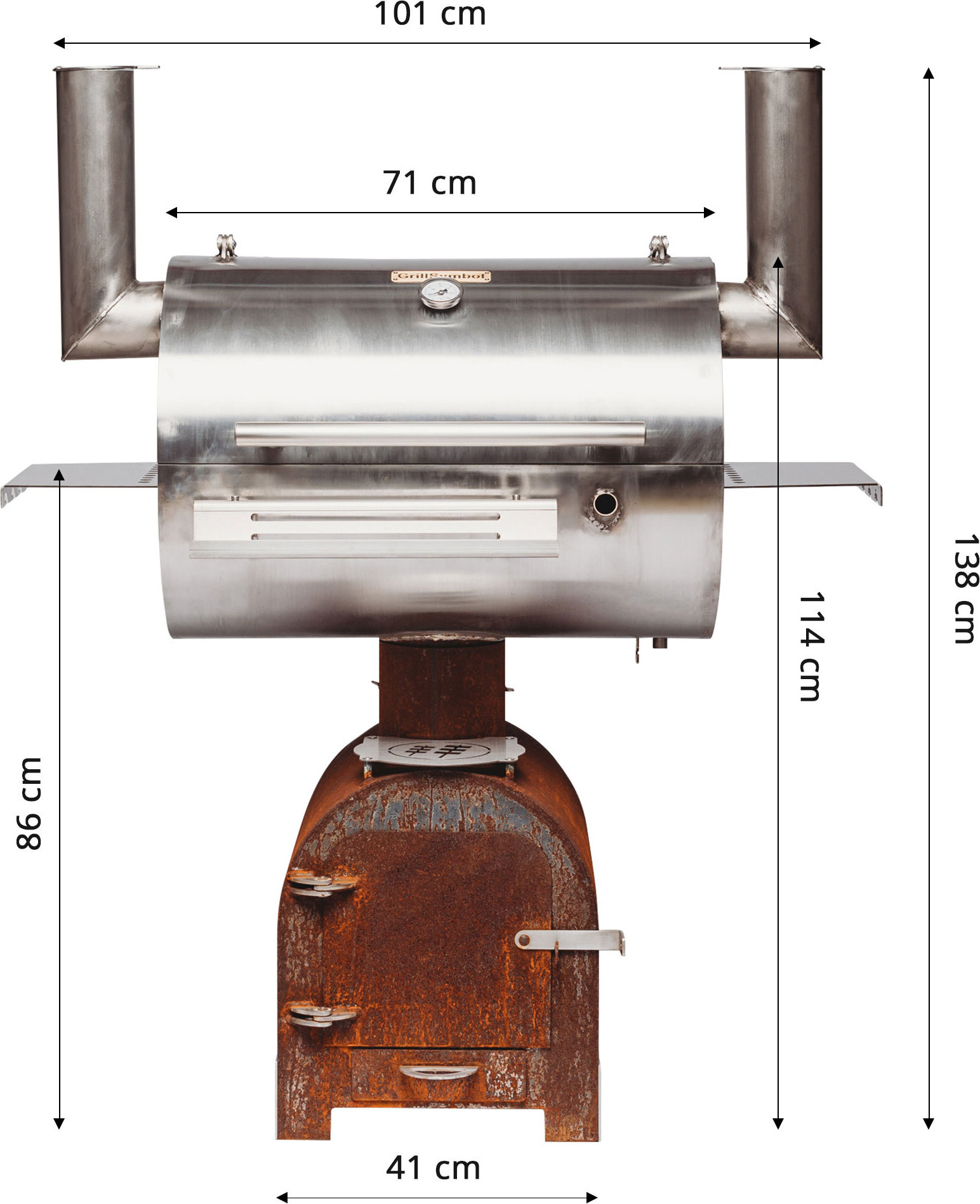 Cortenstahl Edelrost Smoker Holzkohlegrill Smoky Beast silver