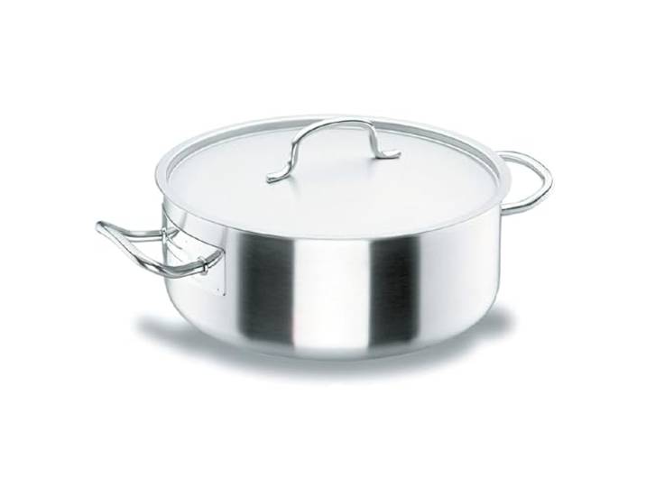 LACOR 50028 Bratentopf mit Deckel 28 cm, Silber Aus lebensmittelechtem Edelstahl gefertigt; hohe Korrosionsbeständigkeit und Haltbarkeit im täglichen Gebrauch