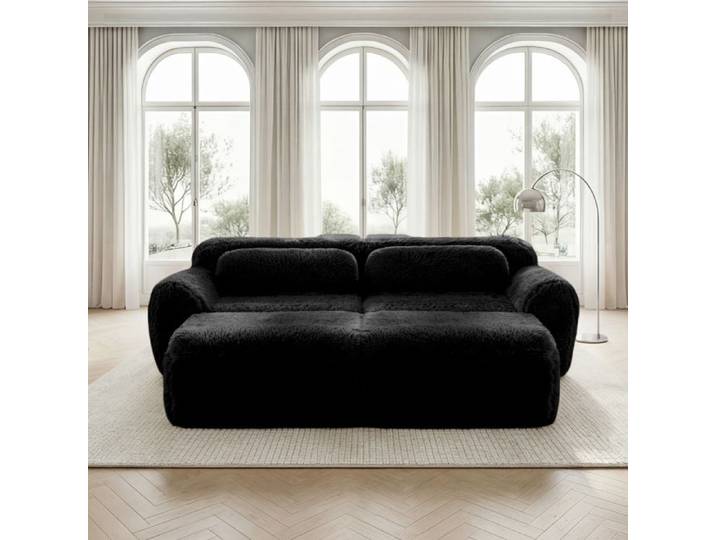 Canapé convertible - Canapé Cloud sans structure - 2 places + 2 ottomans - Tissu pelucheux - Sans montage