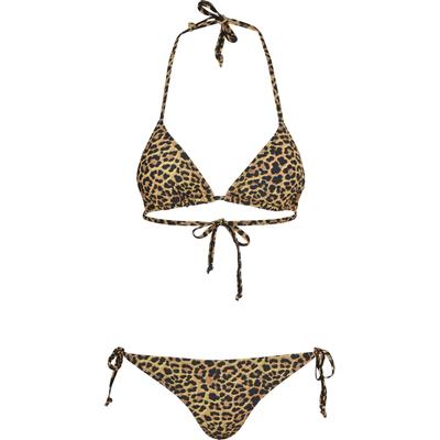Triangel-Bikini URBAN CLASSICS "Urban Classics Damen Ladies Animal Bikini", Damen, Gr. XS, N-Gr, braun (leo), 88% Polyester, 12% Elasthan, Bikini-Sets Triangel-Bikini