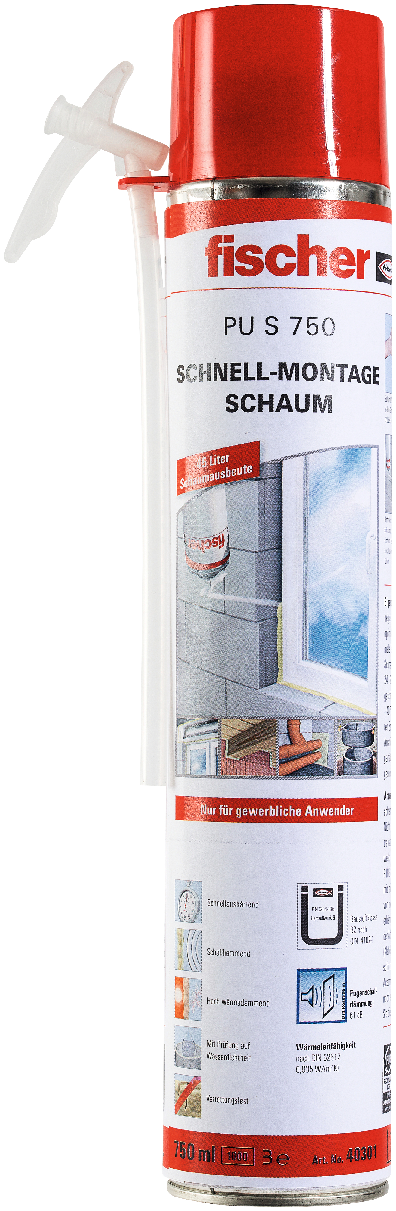 fischer Deutschland Vertriebs GmbH fischer Schnellmontageschaum PU S 750 B2 040301