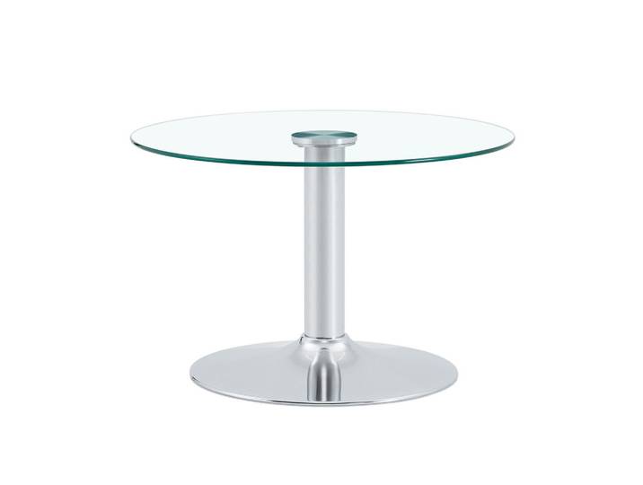 ComfortXL Couchtisch De-37356 rund mit Glasplatte und Metallgestell Silber, Silberfarben, 70x45x70 cm, Wohnzimmer, Wohnzimmertische, Couchtische
