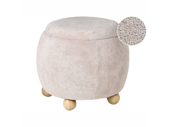 POUF mit Stauraum Bouclé Hellbeige Annabella