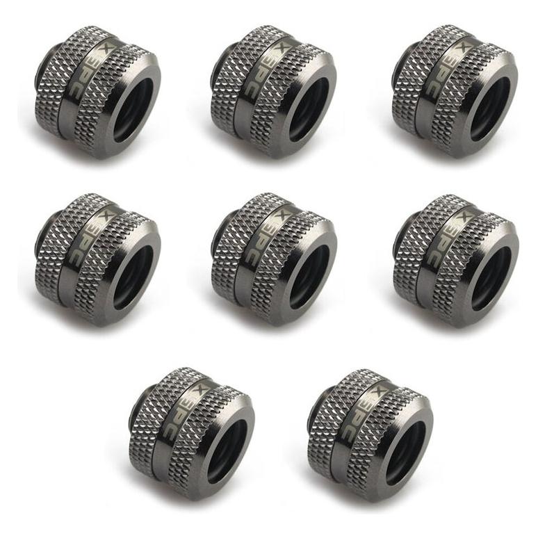 XSPC Anschluss G1/4" auf 14mm Hardtube, schwarz chrome - 8 Stück (5060175589545)