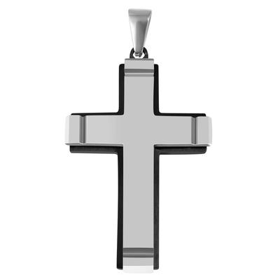 Kettenanhänger ADELIA´S "zeitloser Kreuz Anhänger aus Edelstahl", schwarz, Schmuckanhänger, Damen, Edelstahl, Kettenanhänger
