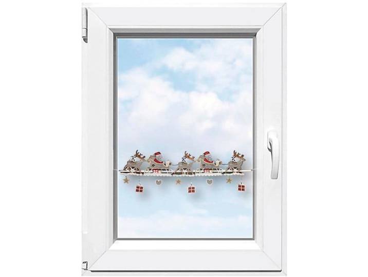 Scheibengardine STICKEREIEN PLAUEN Weihnachtsmann Gr. 1, rot (rot, beige), B:22cm H:19cm, Polyester, Gardinen, Scheibengardine, Fensterdekoration Weihnachtsmann