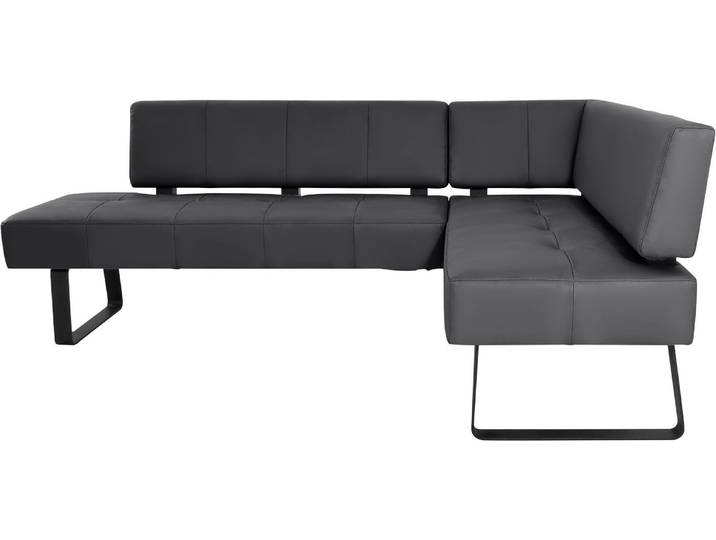 Eckbank, Leder CASAY, Schwarz 195×165 cm, Gepolstert, Sandwichbauweise, Modern, K+W-Polstermöbel
