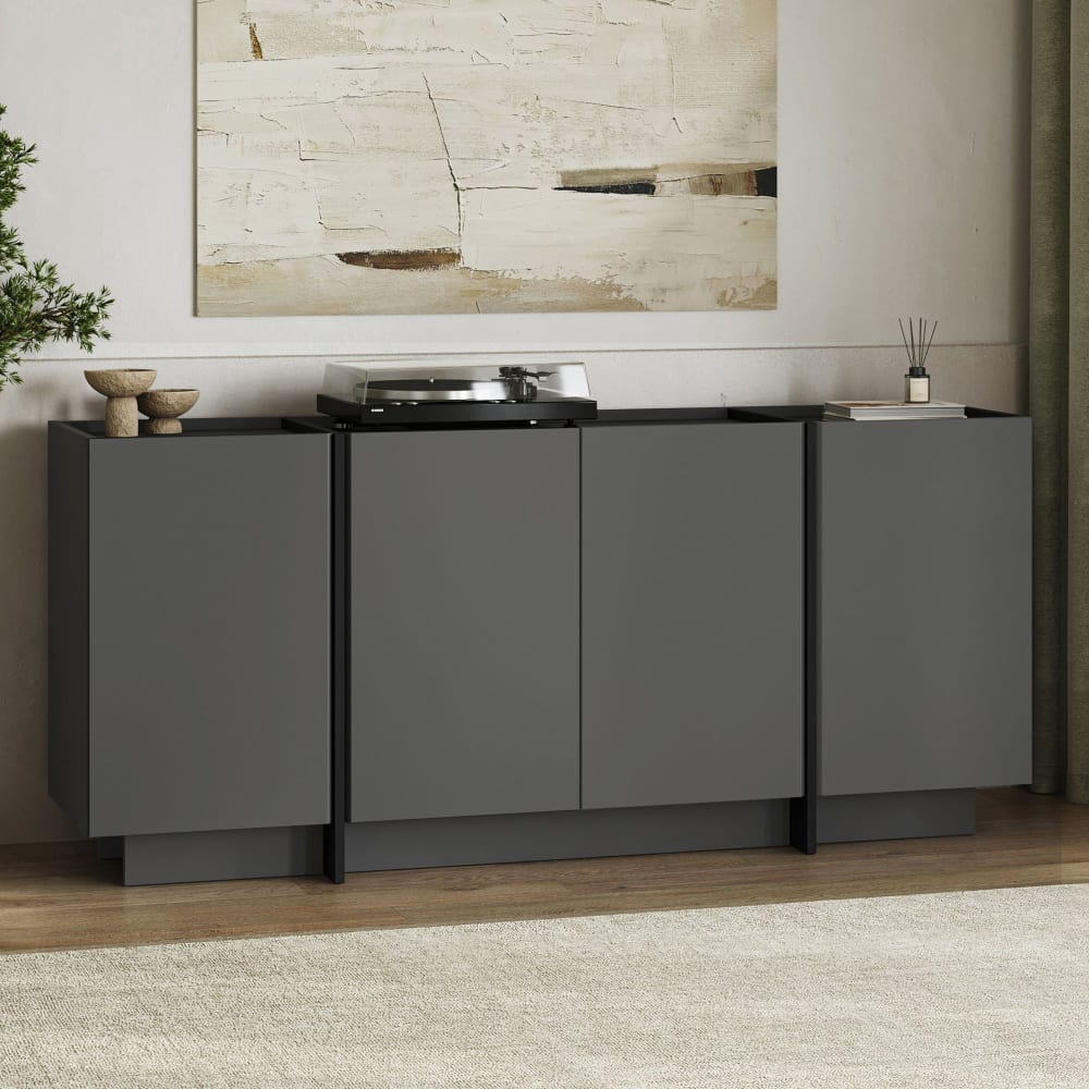 Habitat & Jardin Buffet en bois gris 180 x 45 x 80 cm Gris 180x80x45cm