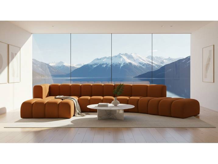 Kaiser Möbel Ecksofa Velours Grand L Round moderne modulare Designer-Sofa, Ecksofa, halbkreisförmiges Design,Premium-Velours Salvador