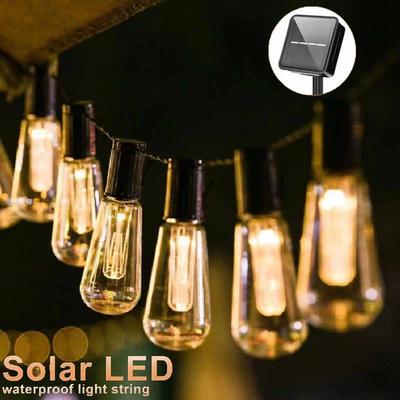 Inspired Living Vintage Glow Solar String Lights With Edison Bulbs For Outdoor Patio And Garden 30bulbs