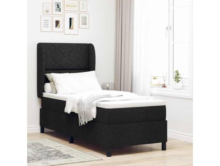 Verstellbares Boxspringbett mit Stoffbezug Schlafzimmer Kopfteil Boxspringbett mit Matratze Schwarz 80x200 cm Stoff Luxus Bett mit verstellbarem Kopfteil inklusive Topper Schlafzimmer Möbel